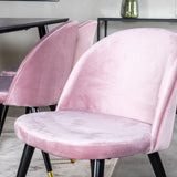 Jídelní stůl Dipp - 180*90cm - Černá dýha / celé černé nohy + Sametová jídelní židle Mosaz - Růžová / Černá_6