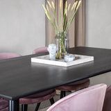 Jídelní stůl Dipp - 180*90cm - Černá dýha / celé černé nohy + Sametová jídelní židle Mosaz - Růžová / Černá_6