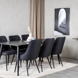 Jídelní stůl Dipp - 180*90cm - Černá dýha / celé černé nohy + Jídelní židle Velvet Deluxe - Černé nohy - Black Fabric_6
