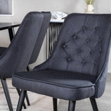 Jídelní stůl Dipp - 180*90cm - Černá dýha / celé černé nohy + Jídelní židle Velvet Deluxe - Černé nohy - Black Fabric_6