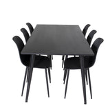 Jídelní stůl Dipp - 180*90cm - Černá dýha / celé černé nohy + Plastová jídelní židle Polar - Černé nohy / Černý plast_6