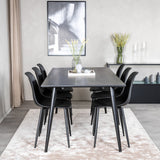 Jídelní stůl Dipp - 180*90cm - Černá dýha / celé černé nohy + Plastová jídelní židle Polar - Černé nohy / Černý plast_6