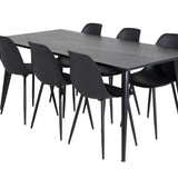 Jídelní stůl Dipp - 180*90cm - Černá dýha / celé černé nohy + Plastová jídelní židle Polar - Černé nohy / Černý plast_6