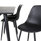 Jídelní stůl Dipp - 180*90cm - Černá dýha / celé černé nohy + Plastová jídelní židle Polar - Černé nohy / Černý plast_6