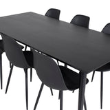 Jídelní stůl Dipp - 180*90cm - Černá dýha / celé černé nohy + Plastová jídelní židle Polar - Černé nohy / Černý plast_6