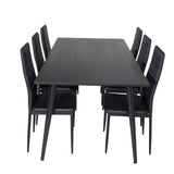 Jídelní stůl Dipp - 180*90cm - Černá dýha / celé černé nohy + Slim High Back Jídelní židle - Černé nohy - Černá PU_6