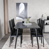 Jídelní stůl Dipp - 180*90cm - Černá dýha / celé černé nohy + Slim High Back Jídelní židle - Černé nohy - Černá PU_6