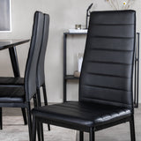 Jídelní stůl Dipp - 180*90cm - Černá dýha / celé černé nohy + Slim High Back Jídelní židle - Černé nohy - Černá PU_6