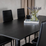 Jídelní stůl Dipp - 180*90cm - Černá dýha / celé černé nohy + Slim High Back Jídelní židle - Černé nohy - Černá PU_6