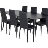 Jídelní stůl Dipp - 180*90cm - Černá dýha / celé černé nohy + Slim High Back Jídelní židle - Černé nohy - Černá PU_6