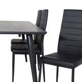 Jídelní stůl Dipp - 180*90cm - Černá dýha / celé černé nohy + Slim High Back Jídelní židle - Černé nohy - Černá PU_6