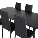Jídelní stůl Dipp - 180*90cm - Černá dýha / celé černé nohy + Slim High Back Jídelní židle - Černé nohy - Černá PU_6