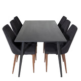 Jídelní stůl Dipp - 180*90cm - Černá dýha / celé černé nohy + Jídelní židle Leone - Ořechové nohy - Black Fabric_6