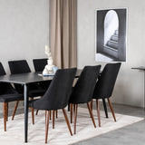 Jídelní stůl Dipp - 180*90cm - Černá dýha / celé černé nohy + Jídelní židle Leone - Ořechové nohy - Black Fabric_6
