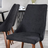 Jídelní stůl Dipp - 180*90cm - Černá dýha / celé černé nohy + Jídelní židle Leone - Ořechové nohy - Black Fabric_6