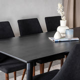 Jídelní stůl Dipp - 180*90cm - Černá dýha / celé černé nohy + Jídelní židle Leone - Ořechové nohy - Black Fabric_6