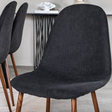 Jídelní stůl Dipp - 180*90cm - Černá dýha / celé černé nohy + Jídelní židle Polar - Ořechové nohy - Černá látka_6