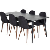 Jídelní stůl Dipp - 180*90cm - Černá dýha / celé černé nohy + Jídelní židle Polar - Ořechové nohy - Černá látka_6
