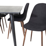 Jídelní stůl Dipp - 180*90cm - Černá dýha / celé černé nohy + Jídelní židle Polar - Ořechové nohy - Černá látka_6