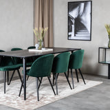 Jídelní stůl Dipp - 180*90cm - Černá dýha / celé černé nohy + Sametová jídelní židle - Zelená / Černá_6