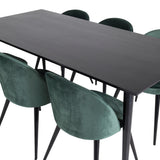 Jídelní stůl Dipp - 180*90cm - Černá dýha / celé černé nohy + Sametová jídelní židle - Zelená / Černá_6
