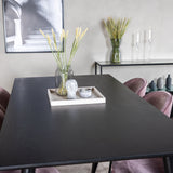 Jídelní stůl Dipp - 180*90cm - Černá dýha / celé černé nohy + Sametová jídelní židle - Růžová / Černá_6