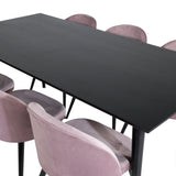 Jídelní stůl Dipp - 180*90cm - Černá dýha / celé černé nohy + Sametová jídelní židle - Růžová / Černá_6