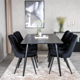 Jídelní stůl Dipp - 180*90cm - Černá dýha / celé černé nohy + Jídelní židle Velvet Deluxe - Černá / Black_6