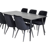 Jídelní stůl Dipp - 180*90cm - Černá dýha / celé černé nohy + Jídelní židle Velvet Deluxe - Černá / Black_6