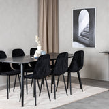 Jídelní stůl Dipp - 180*90cm - Černá dýha / celé černé nohy + Jídelní židle Polar Diamond - Černé nohy - Black Velvet_6