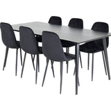 Jídelní stůl Dipp - 180*90cm - Černá dýha / celé černé nohy + Jídelní židle Polar Diamond - Černé nohy - Black Velvet_6