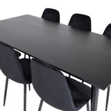 Jídelní stůl Dipp - 180*90cm - Černá dýha / celé černé nohy + Jídelní židle Polar Diamond - Černé nohy - Black Velvet_6