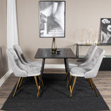Jídelní stůl Dipp - 120 cm - Černá dýha - Černé nohy š. Mosazný dipp+Velvet Deluxe Jídelní židle - světle šedá / mosaz_4