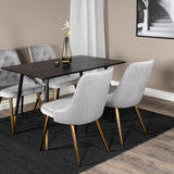 Jídelní stůl Dipp - 120 cm - Černá dýha - Černé nohy š. Mosazný dipp+Velvet Deluxe Jídelní židle - světle šedá / mosaz_4