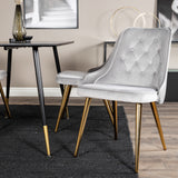 Jídelní stůl Dipp - 120 cm - Černá dýha - Černé nohy š. Mosazný dipp+Velvet Deluxe Jídelní židle - světle šedá / mosaz_4