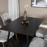 Jídelní stůl Dipp - 120 cm - Černá dýha - Černé nohy š. Mosazný dipp+Velvet Deluxe Jídelní židle - světle šedá / mosaz_4