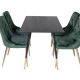 Jídelní stůl Dipp - 120 cm - Černá dýha - Černé nohy š. Brass dipp+Velvet Deluxe Jídelní židle - Zelená / Brass_4
