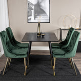 Jídelní stůl Dipp - 120 cm - Černá dýha - Černé nohy š. Brass dipp+Velvet Deluxe Jídelní židle - Zelená / Brass_4