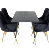 Jídelní stůl Dipp - 120 cm - Černá dýha - Černé nohy š. Brass dipp+Velvet Deluxe Jídelní židle - Černá / Brass_4