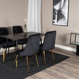 Jídelní stůl Dipp - 120 cm - Černá dýha - Černé nohy š. Brass dipp+Velvet Deluxe Jídelní židle - Černá / Brass_4