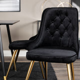 Jídelní stůl Dipp - 120 cm - Černá dýha - Černé nohy š. Brass dipp+Velvet Deluxe Jídelní židle - Černá / Brass_4