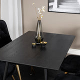 Jídelní stůl Dipp - 120 cm - Černá dýha - Černé nohy š. Brass dipp+Velvet Deluxe Jídelní židle - Černá / Brass_4