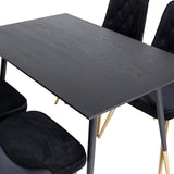 Jídelní stůl Dipp - 120 cm - Černá dýha - Černé nohy š. Brass dipp+Velvet Deluxe Jídelní židle - Černá / Brass_4