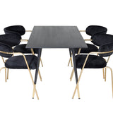 Jídelní stůl Dipp - 120 cm - Černá dýha - Černé nohy š. Mosazné křeslo dipp+Arrow - Mosazné nohy - Black Velvet_4