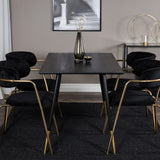 Jídelní stůl Dipp - 120 cm - Černá dýha - Černé nohy š. Mosazné křeslo dipp+Arrow - Mosazné nohy - Black Velvet_4