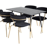 Jídelní stůl Dipp - 120 cm - Černá dýha - Černé nohy š. Mosazné křeslo dipp+Arrow - Mosazné nohy - Black Velvet_4