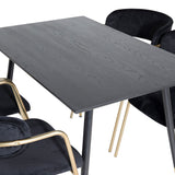 Jídelní stůl Dipp - 120 cm - Černá dýha - Černé nohy š. Mosazné křeslo dipp+Arrow - Mosazné nohy - Black Velvet_4