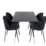 Jídelní stůl Dipp - 120 cm - Černá dýha - Černé nohy š. Mosazný dipp+Wrinkles Jídelní židle - Černé nohy - Black Velvet_4