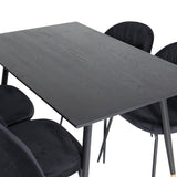 Jídelní stůl Dipp - 120 cm - Černá dýha - Černé nohy š. Mosazný dipp+Wrinkles Jídelní židle - Černé nohy - Black Velvet_4