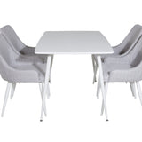 Polar Jídelní stůl 120 cm - Bílá Bílá+Plaza Jídelní židle - Bílé nohy - Světle šedá Fabric_4